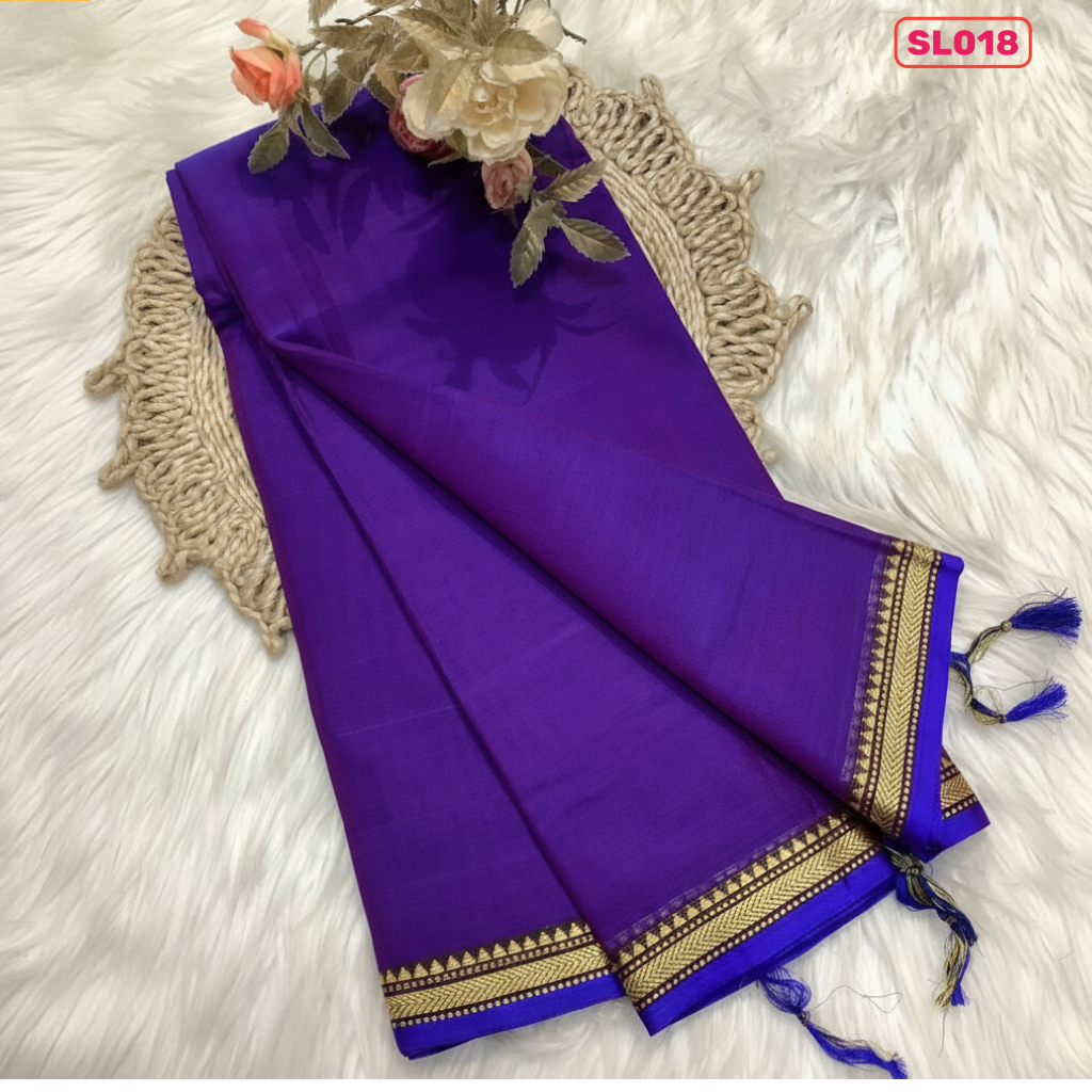 Purple Narayanpet soft cotton sarees