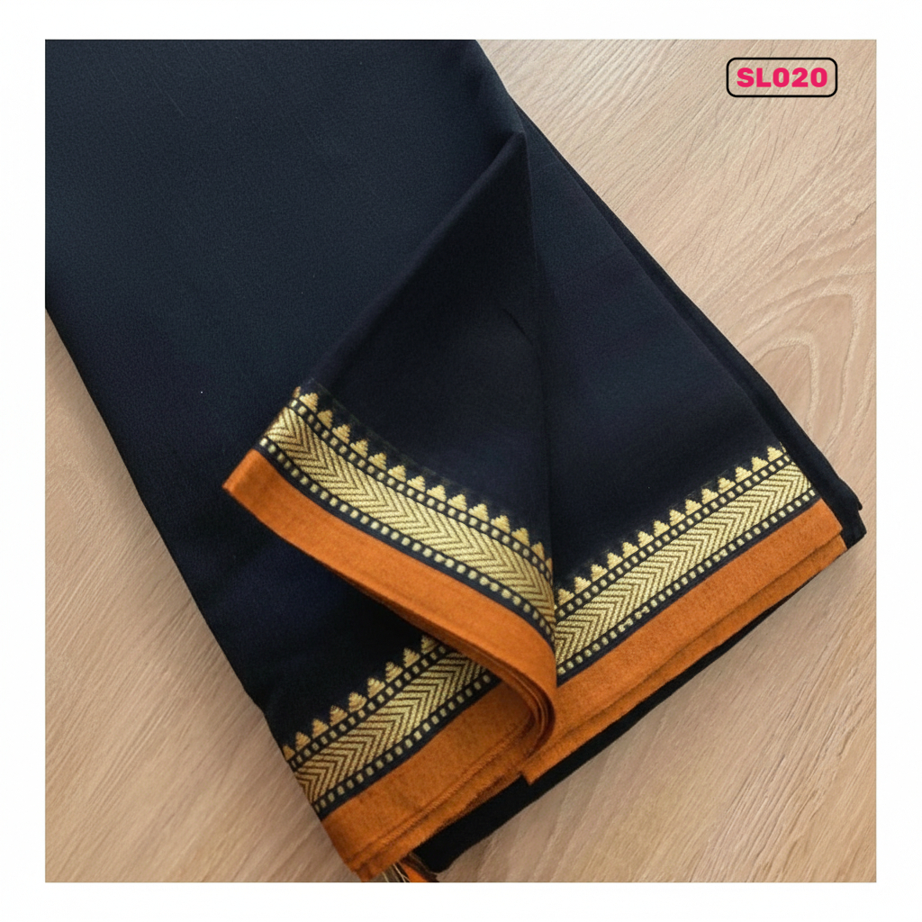 Black Narayanpet small border cotton sarees