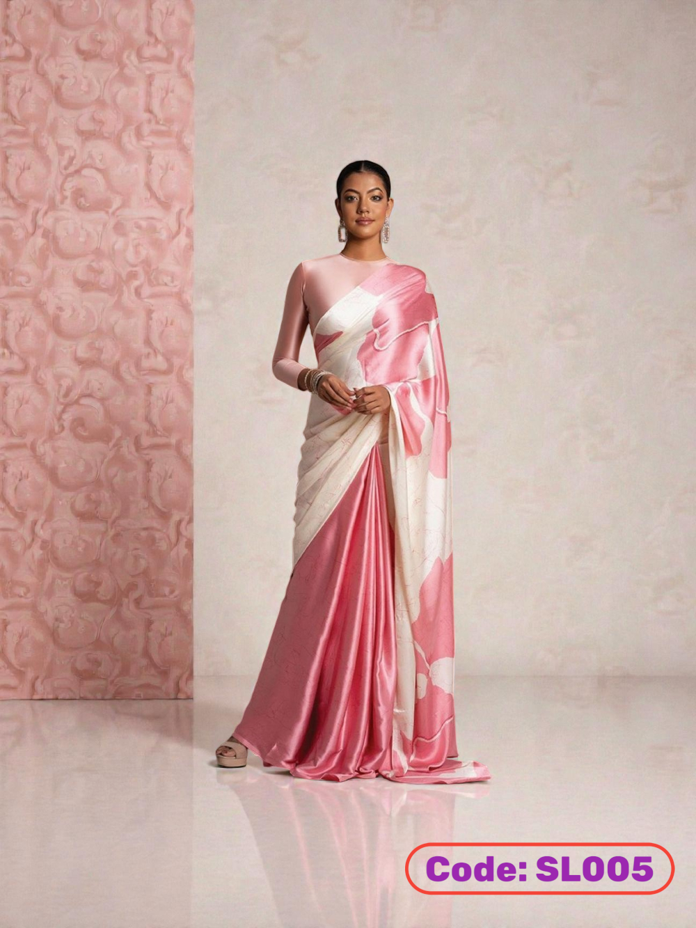 White Fancy Japan Satin saree