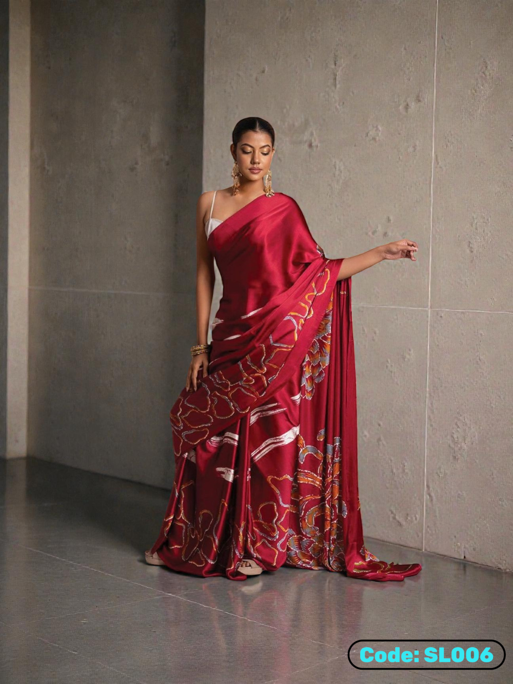 Red Fancy Japan Satin saree